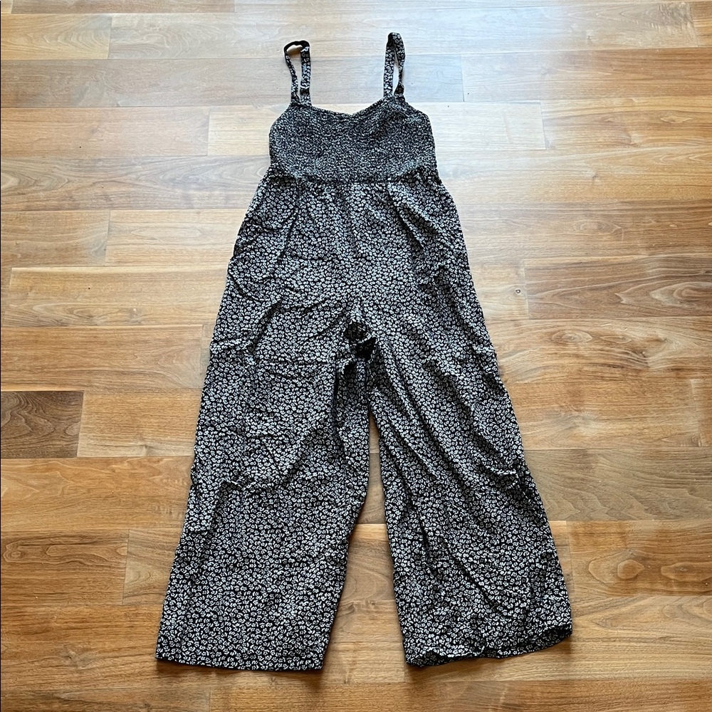 Madewell Floral Print Black Jumpsuit